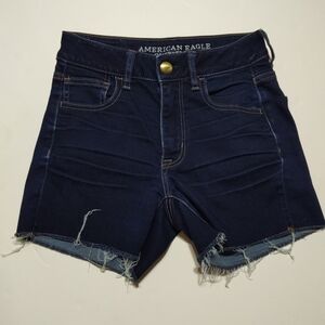 American Eagle Dark Wash Hi-Rise Shortie 2